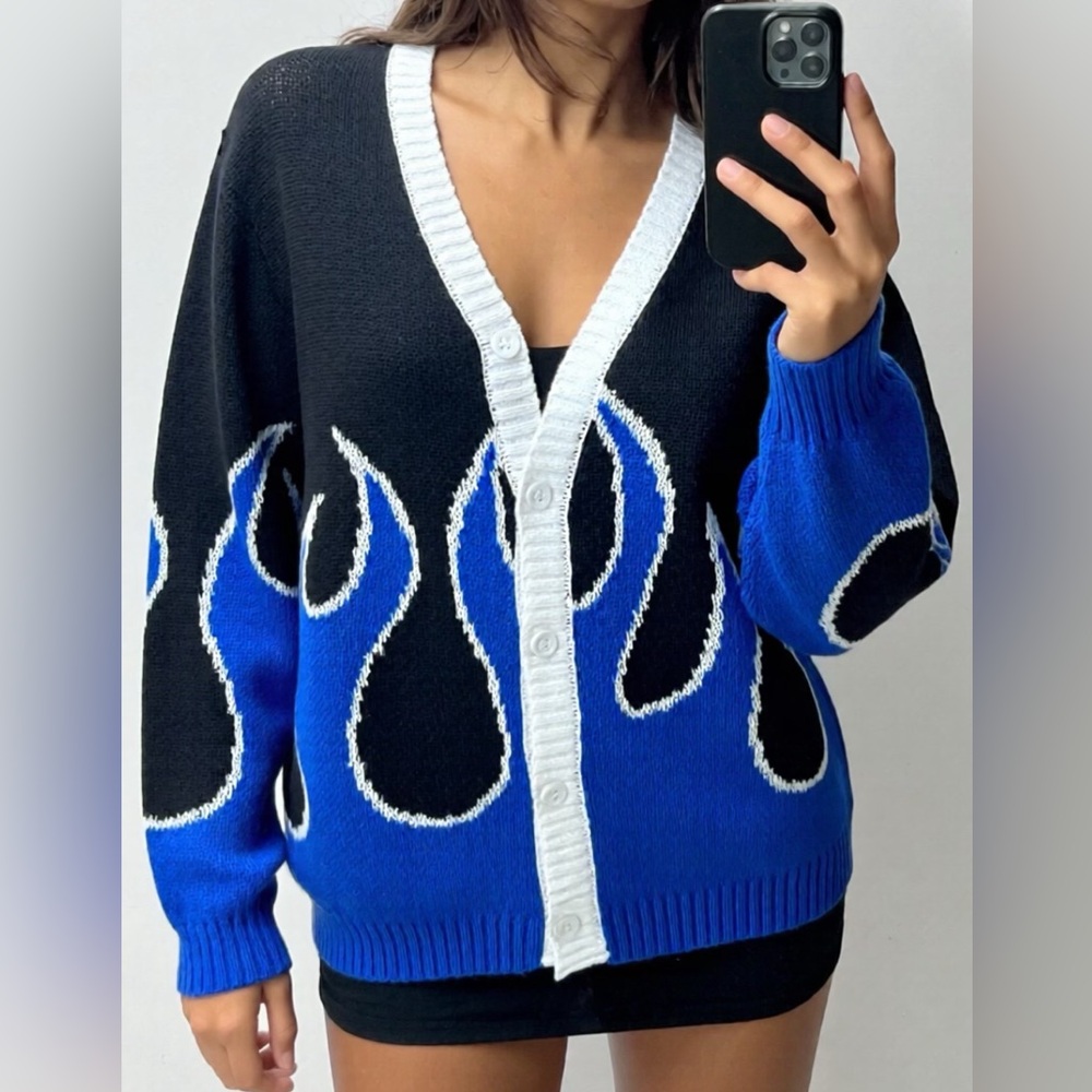 Zaful Blue flame oversized cardigan